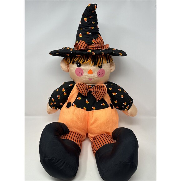 Vintage Halloween Witch Scarecrow Dan Dee Nylon Puffalump Style 26" Plush - Picture 1 of 8